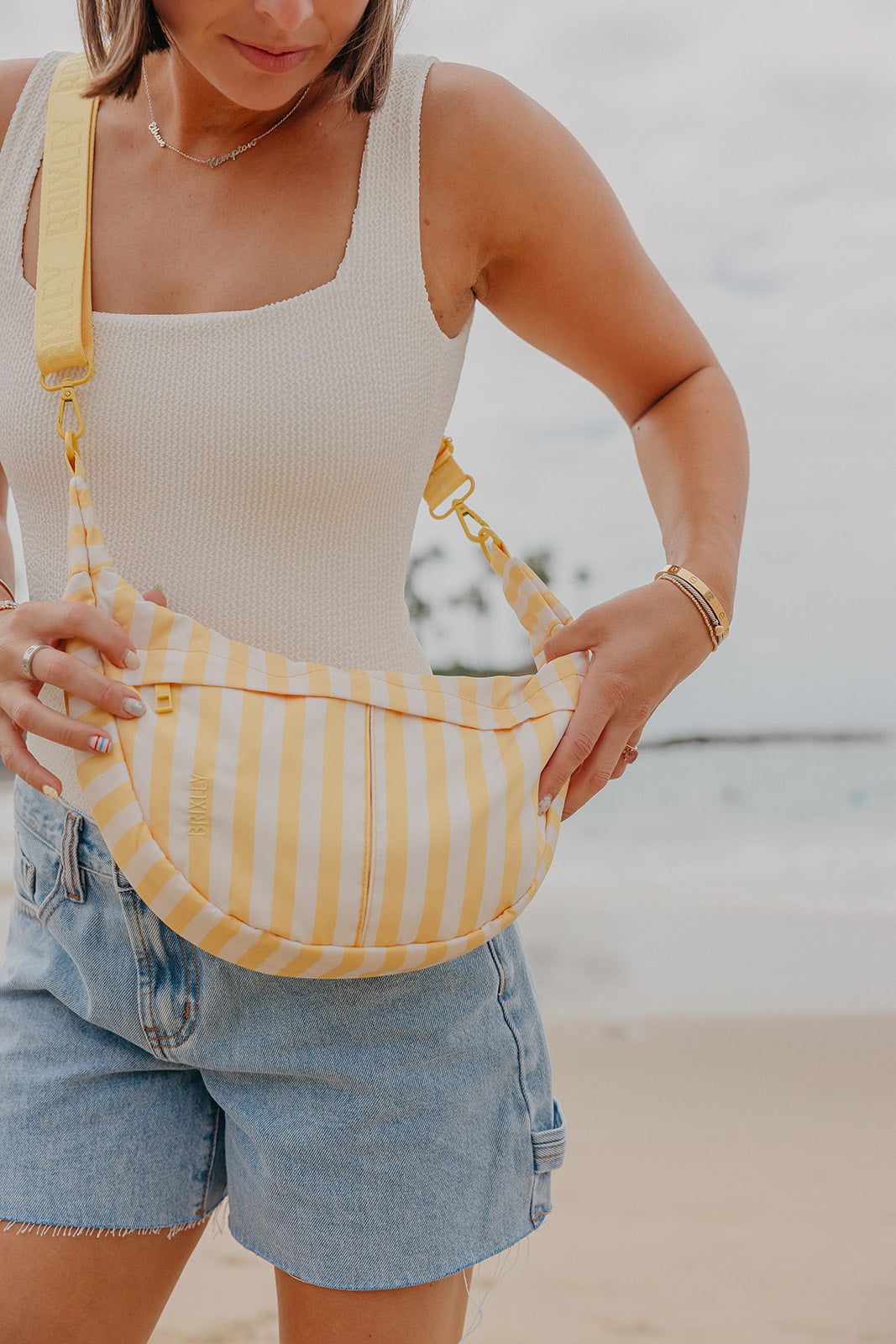 Sunbeam Stripe Crescent Bag – Brixley Bags