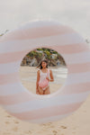 Coral Stripe Crescent Bag
