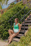 Seafoam Stripe Cresent Bag