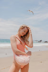 Apricot Stripe Crescent Bag