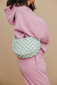 Green Checkered Crescent Bag