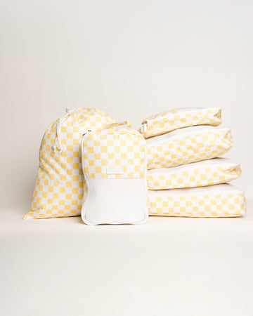 Yellow Checkered Packing Cube Set