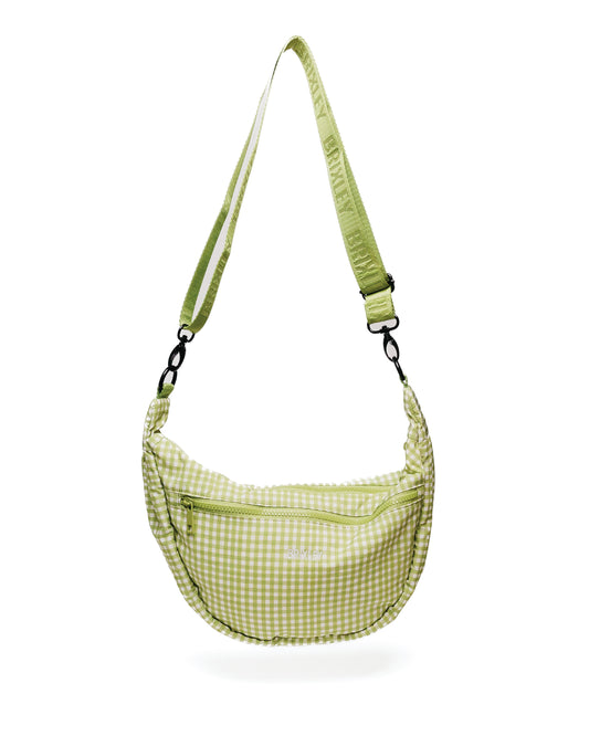 Green Gingham Crescent Bag