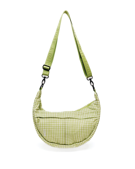 Green Gingham Crescent Bag